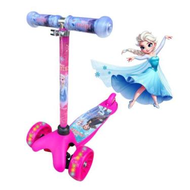 Imagem de Patinete Frozen Infantil 3 Rodas Com Luz - Elite
