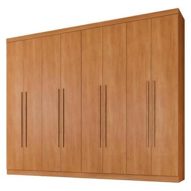 Imagem de Roupeiro New Porto 8 Portas e 4 Gavetas Cinamomo - Top Decor