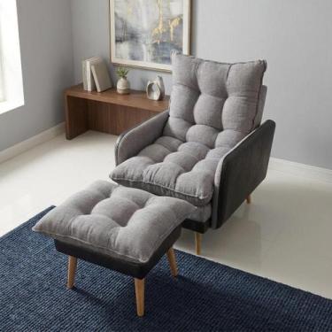 Imagem de Poltrona 3 Posições Reclinável com Puff em Linho Premium - Repleta, GR