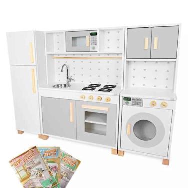 Imagem de Cozinha Infantil com Geladeira e Máquina de Lavar Kit Livro Educativo 