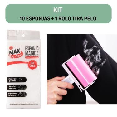 Imagem de Kit Esponja Mágica 20 Unidades com Rolo Tira Pelos para Limpeza Tira Manchas Material Microabrasivo Uso Geral Branco OEM