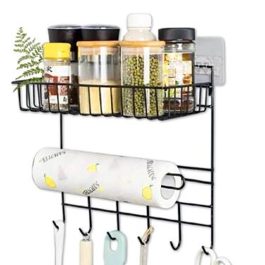 Imagem de Prateleira Multiuso Suporte Organizador Parede Cozinha Metal com Fixação Adesiva para Organização Moderna CGK Store