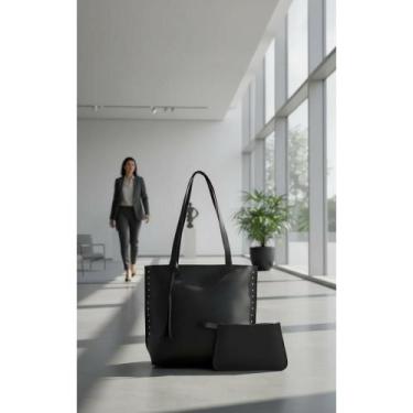 Imagem de 2x Bolsa Sacola Grande material sintético Feminina Zíper - Congratulat