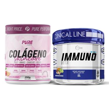 Imagem de Kit Colágeno com Ácido Hialurônico 250g Pure Athletic + Immuno Vita 300g Vitamax-Unissex