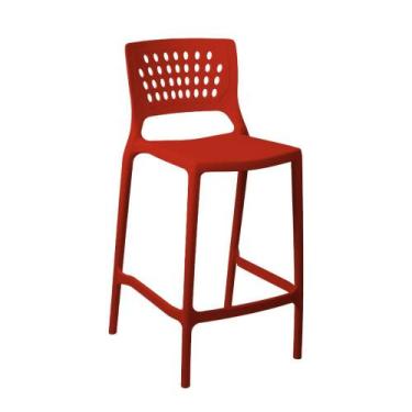 Imagem de Banqueta Alta para Bancada e Cozinha Vermelha Empilhável Marte em Poli