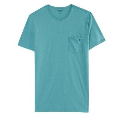 Imagem de Camiseta Masculina Slim Malha Linho Malwee Ref. 86004, Azul, M