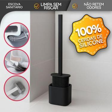 Imagem de Escova Sanitária Silicone Preta Flexível para Limpeza de Vaso - DOLCE 