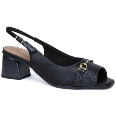 Imagem de Sandália Piccadilly Salto Bloco 715023 Slingback Feminino, 38, Preto