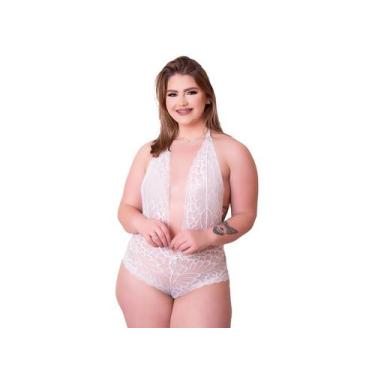 Imagem de Body Frente Única com Decote Profundo em Renda Transparente e Regulage