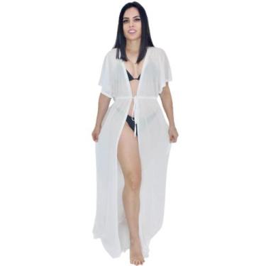 Imagem de Saída de praia longa com cinto ajustável manga curta - Tropicana Modas