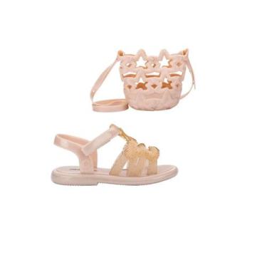 Imagem de Sandalia Mini Melissa + Bolsa Luminous Infantil M-454 -, 32, Bege meta