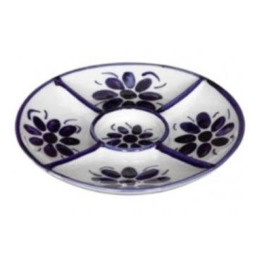 Imagem de Petisqueira em Porcelana Pintado a Mão na Cor Azul e Branco - Porcelan