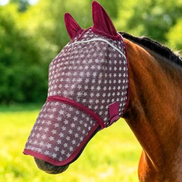 Imagem de Máscara anti-moscas para cavalo BARN & STABLE, leve, com proteção UV, 