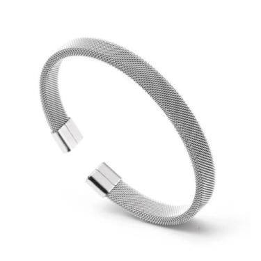 Imagem de Bracelete em Aço com Fita Steel Trabalhada de 8mm - Rosso Design