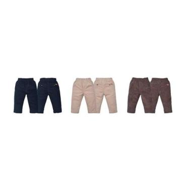 Imagem de Calça Infantil Bebê Cotelê Mix Span Baby E Boy Upi Uli, Marrom, 4