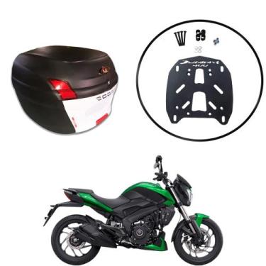 Imagem de Baú Moto Universal Awa 34 L + Suporte Sup Bajaj Dominar 400, Branco