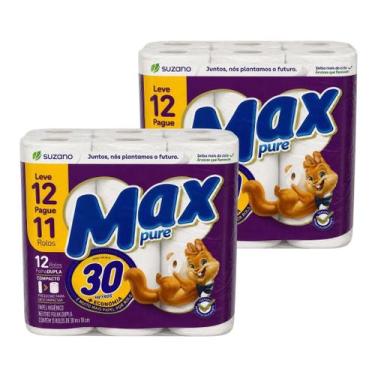 Imagem de Kit com 2 Papel Higiênico Folha Dupla Macio 30m Neutro Max Pure 12 Uni