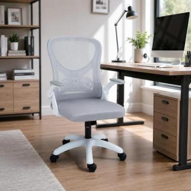 Imagem de Cadeira Escritório Diretor Office Columbus com Tela Mesh Branco/Cinza 