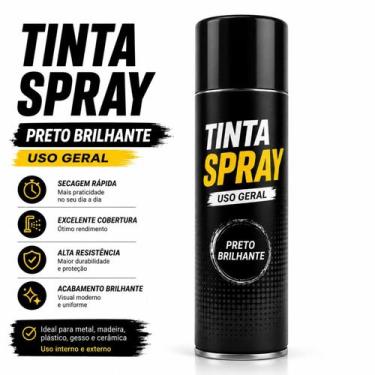 Imagem de Tinta Spray de Alta Qualidade e Durabilidade Preto Brilhante Uso geral