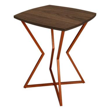 Imagem de Mesa de Canto Lateral Alta Quadrada para Sala Austria - Cobre Villandr