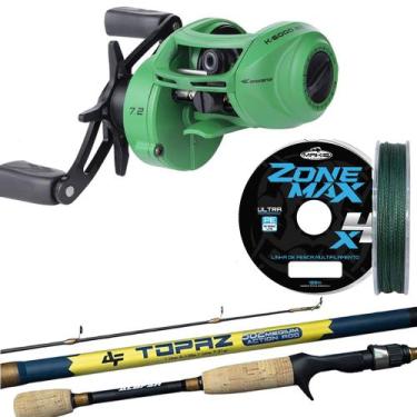 Imagem de Kit Pesca Carretilha Kawana K6000 Big Game Vara Linha Anti Cabeleira 6