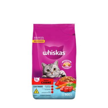 Imagem de Ração Whiskas Sabor Carne Gatos Adultos Castrados  900g