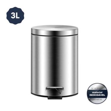 Imagem de Cesto de Lixo Inox 3L com Sistema de Pedal - HAI Brasil Lixeira INOX