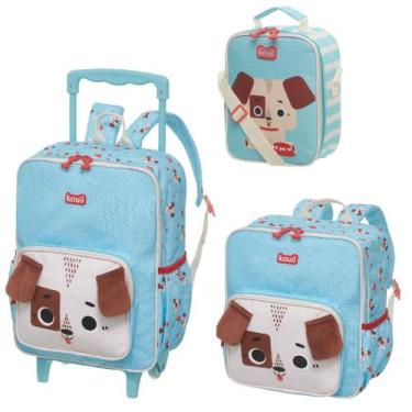 Imagem de Kit Mochila Carrinho e Costa com Lancheira térmica Kouii Filhotiis The