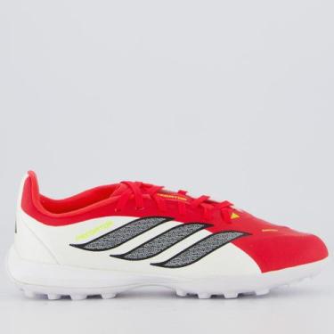 Imagem de Chuteira Adidas Predator League Juvenil Society Branca e Vermelha, 36