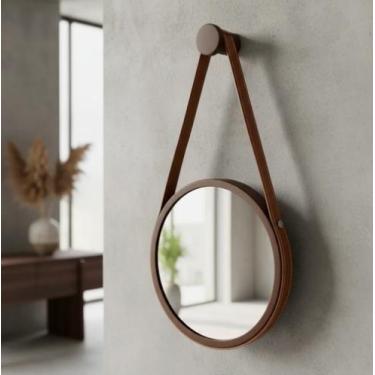 Imagem de Espelho Redondo 40CM Adnet Premium Decorativo em Alumínio Marrom Com A
