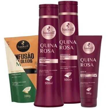 Imagem de Kit Quina Rosa Sh Cond 500ml Leave-in 240gr Haskell