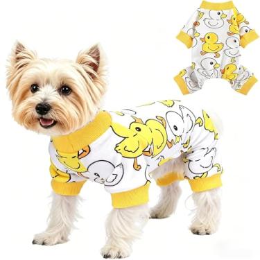 Imagem de Yikeyo Pijamas para cães pequenos, meninas, meninos, Yorkie Chihuahua, roupas elásticas para animais de estimação, xícara de chá, roupa de dormir macia para cachorros, macacão confortável para