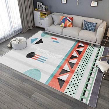 Imagem de Tapete de área para sala de estar, macio, simples, geométrico, antiderrapante, estampado, lavável, quarto, sala de estudo, quarto das crianças, varanda, sofá, 140200 cm