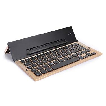 Imagem de Teclado dobrável muito legal mini teclado PC acessório peças de computador dobrável ouro quadrado dobrável com suporte para Bluetooth