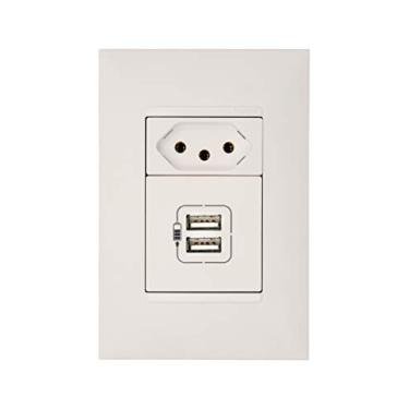 Imagem de CARREGADOR USB 2M 3000MA + TOMADA 2 PINOS + TERRA (3 PINOS) 10 AMPERES 250 VOLTS BRANCA - 615093BC