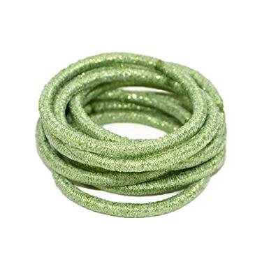 Imagem de La Tartelette 5 cm Faixas elásticas brilhantes para cabelo Ties para crianças Tiaras de cabelo de borracha, Light Green, 10 Pcs