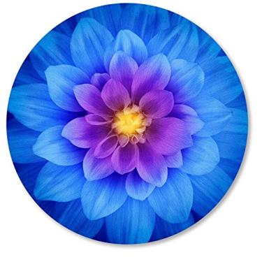 Imagem de Mousepad redondo de flor de lótus azul com design personalizado, tamanho pequeno, base de borracha antiderrapante para laptop e computador