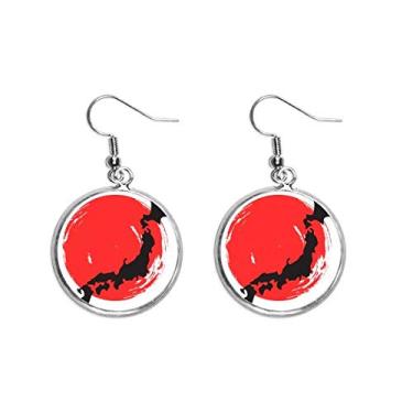 Imagem de Brinco de prata com pingente de orelha abstrata do Japão com mapa preto, joia feminina