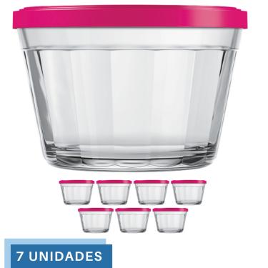 Imagem de 7 Tigela Vidro Americano Tampa Plastica Sortida 1L Nadir