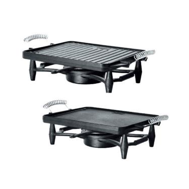 Imagem de Rechaud Dupla Face Com Alça Espiral 30x25cm Ferro Fundido Panel