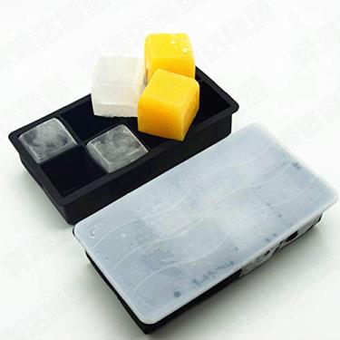 Imagem de Molde de cubos de gelo de grau alimentício 8 grades, bandejas de gelo de molde faça-você-mesmo, acessórios de cozinha de silicone com tampa para famílias