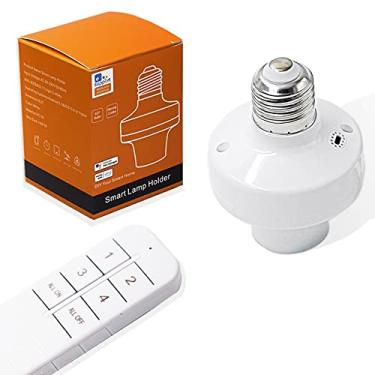 Imagem de QIACHIP Wi-Fi Smart 2.4G Tomada de Luz de Controle Remoto E26 E27 Adaptador de Soquete de Lâmpada, eWeLink APP Remote Switch e Timing, Compatível com Alexa e Google (Wi-Fi + 2.4G)