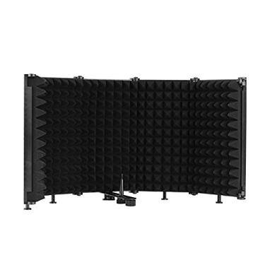 Imagem de Qudai Escudo de isolamento de microfone portátil de mesa com espuma de absorção de som filtro de reflexão microfone escudo à prova de som com adaptador de parafuso macho de 3/8 de polegada para gra