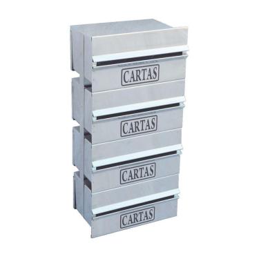 Imagem de Caixa Correio Condomínio Detrás Para Muro Inox 4 Módulos