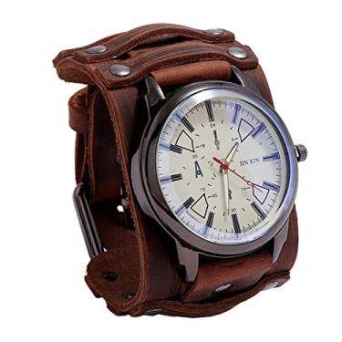 Imagem de Colaxi Relógio Ponteiro Punk Vintage, Pulseiras Masculinas Ajustáveis De Couro, Relógio De Pulso Elegante Da Moda, Pulseiras Masculinas Pulseiras Femininas Presente Lazer Casual - Marrom
