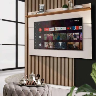 Imagem de Painel Grande 180 cm Com Prateleira Até 65 Polegadas Off White Freijó Jammie Shop JM