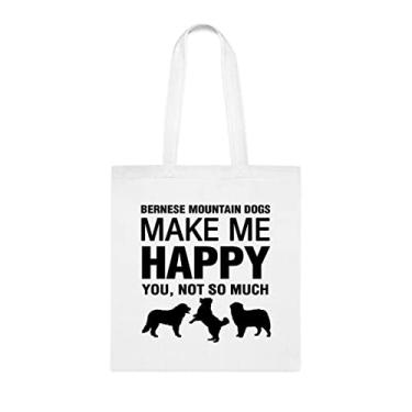 Imagem de Sacola Bernese Mountain Dogs Make Me Happy, presente de cachorro da montanha Bernese, aniversário do cão da montanha Bernese bolsa de ombro para cães da
