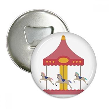Imagem de Carrossel colorido com estampa de parque de museus abridor de garrafas ímã de geladeira emblema multifuncional