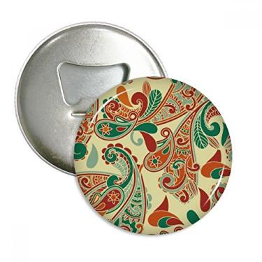 Imagem de Estampa de flor com ponta de folha e estampa abstrata abridor de garrafas ímã de geladeira emblema multifuncional