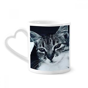 Imagem de Caneca de fotografia de gato cinza legal animal caneca de cerâmica copo de coração de vidro